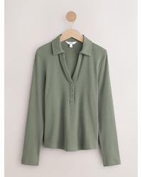 Next - Henley Long Sleeve Button Down Top - Lyst