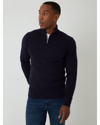 Threadbare - Textured Cable Knit Quarter Zip Jumper - Lyst