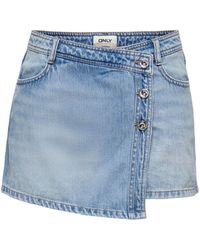 ONLY - Mini Denim Wickel-Skort - Lyst