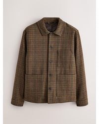 Next - N. Premium Dogtooth Chore Jacket With Wool - Lyst