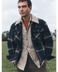 Next - Check Borg Lined Trucker Jacket With Wool - Lyst