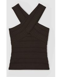 Reiss - Cross Neck Textured Top - Lyst