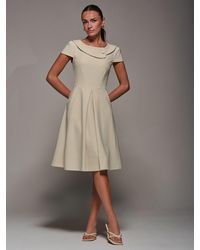 Jolie Moi - Roll Collar Cap Sleeve Midi Dress - Lyst