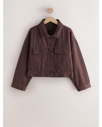Next - Chocolate Relaxed Denim Trucker Jacket - Lyst
