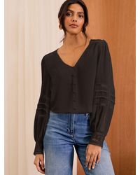 Love & Roses - Bluse Mit V-Ausschnitt Und Spitzenmanschetteneu 46 (Uk 18) - Lyst