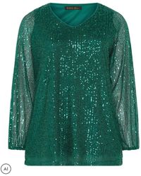 Evans - Sequin Embellished Balloon Sleeve Top - Lyst