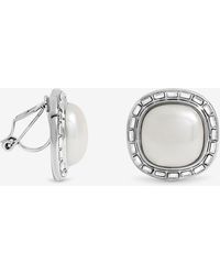 Jon Richard - Rhodium Plated And Pearl Clip Earrings - Lyst