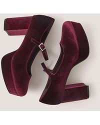 Monsoon - Polly Velvet Mary Jane Platform Heels - Lyst