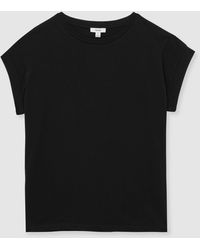 Reiss - Tommie - Black Brushed-cotton Crew-neck T-shirt, M (us 8-10) - Lyst