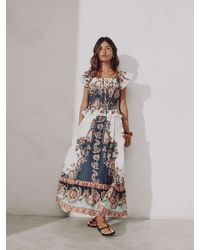 Next - Kleid Mit Flatterärmeln Und Eckigem Ausschnitt - Lyst