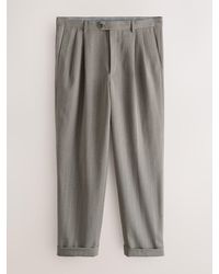 Next - Relaxed Fit Archive Pleated Striped Wool Blend Suit Trousers - Lyst
