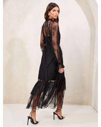 Lipsy Lace Midi Dress With Pephem in Pink | Lyst