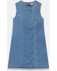 Mint Velvet - Denim Scallop Mini Dress - Lyst