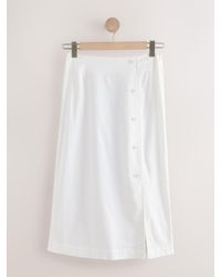 Next - Linen Rich Wrap Button Midi Skirt - Lyst