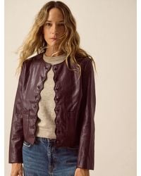 Monsoon - Penelope Scallop Faux Leather Jacket Brown - Lyst