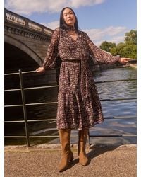 JD Williams - Print Tie Neck Georgette Maxi Dress - Lyst