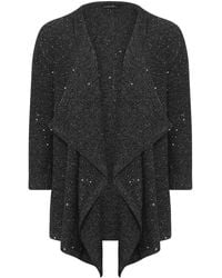 Evans - Sequin Yarn Waterfall Cardigan - Lyst