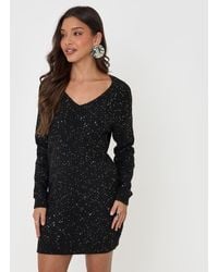 Threadbare - V-Neck Sequin Knit Dress - Lyst