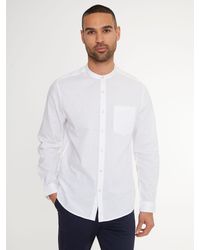 Threadbare - Grandad Collar Linen Blend Long Sleeve Shirt - Lyst