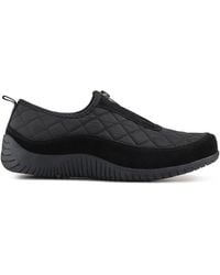 Pavers - Wide Fit Leather Slip-On Shoes With Zip Fastening - Lyst