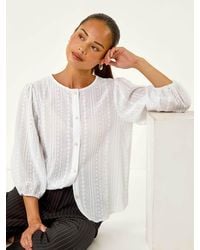 Roman - Petite Textured Buttoned Blouse - Lyst