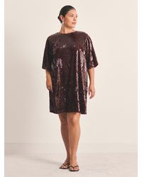 Simply Be - Bow Back Sequin T-Shirt Dress - Lyst