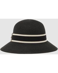 Reiss - Ribbon-Trim Straw-Effect Hat, S & M - Lyst