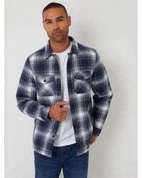 Threadbare - Check Brushed Borg Lined Shacket - Lyst