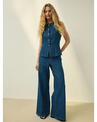 Next - N. Premium Wide Leg Flared Tailored Jeans - Lyst