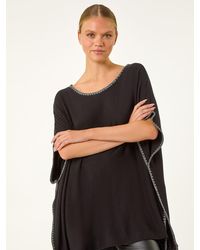 Roman - Blanket Stitch Knit Poncho - Lyst