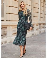 Sosandar - Leopard Print Ruched Dress - Lyst