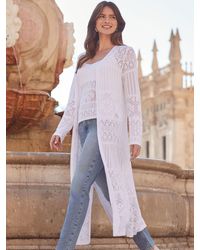 Sosandar - Gehäkelte Maxi-Strickjackex-Small - Lyst