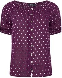M Com - Petite Short Sleeve Dobby Button Through Blouse - Lyst