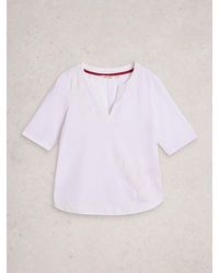White Stuff - Weaver Notch Neck Cotton Top - Lyst