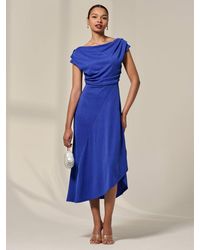Jolie Moi - Asymmmetric Draped Midi Dress - Lyst