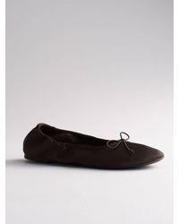 The Set - Satin Round Toe Bow Ballet Flats - Lyst