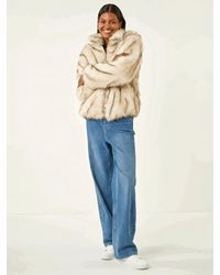 Roman - Tipped Faux Fur Relaxed Bomber Jacket - Lyst