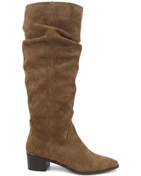 Jones Bootmaker - Tobacco Suede Edenia Leather Long Boots Cushioned Insole - Lyst