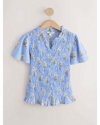 Next - Flutter Sleeve Button Front Smocked Top - Lyst