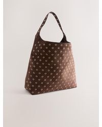 Next - Chocolate Faux Suede Slouchy Shoulder Bag - Lyst