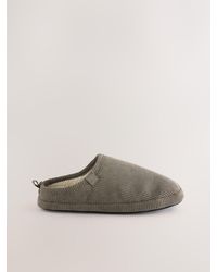Next - Taupe Corduroy Mule Slippers - Lyst
