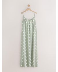 Next - Maxi Length Trapeze Shape Ruched Neckline Thin Vest Strap Dress - Lyst