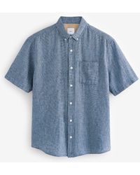 Next - Kurzärmliges Hemd Aus Baumwoll-Leinenmischungmittel - Lyst