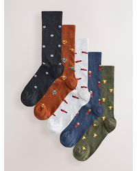 Next - Football Pattern Socks 5 Pack - Lyst