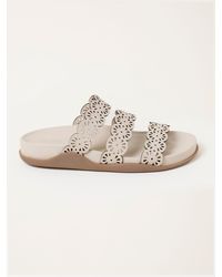 FatFace - Fatface Ivory Leather Laser Cut Comfort Sandal - Lyst