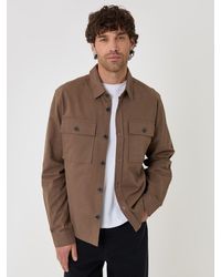 Threadbare - Tan Cotton Twill Shacket With Pockets - Lyst