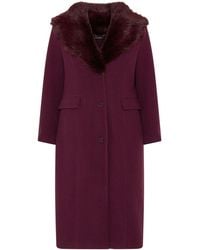 Evans - Faux Fur Collar Coat - Lyst