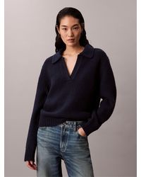 Calvin Klein - Jeans Merino Wool Boucle Polo Jumper - Lyst