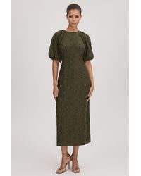 Florere - Lace Puff Sleeve Midi Dress - Lyst