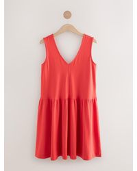 Next - 100% Cotton V-Neck Jersey Mini Summer Dress - Lyst